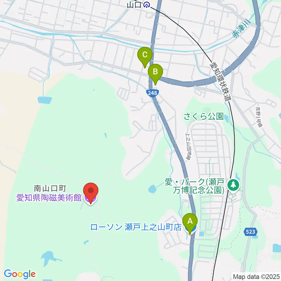 愛知県陶磁美術館周辺のコンビニエンスストア一覧地図