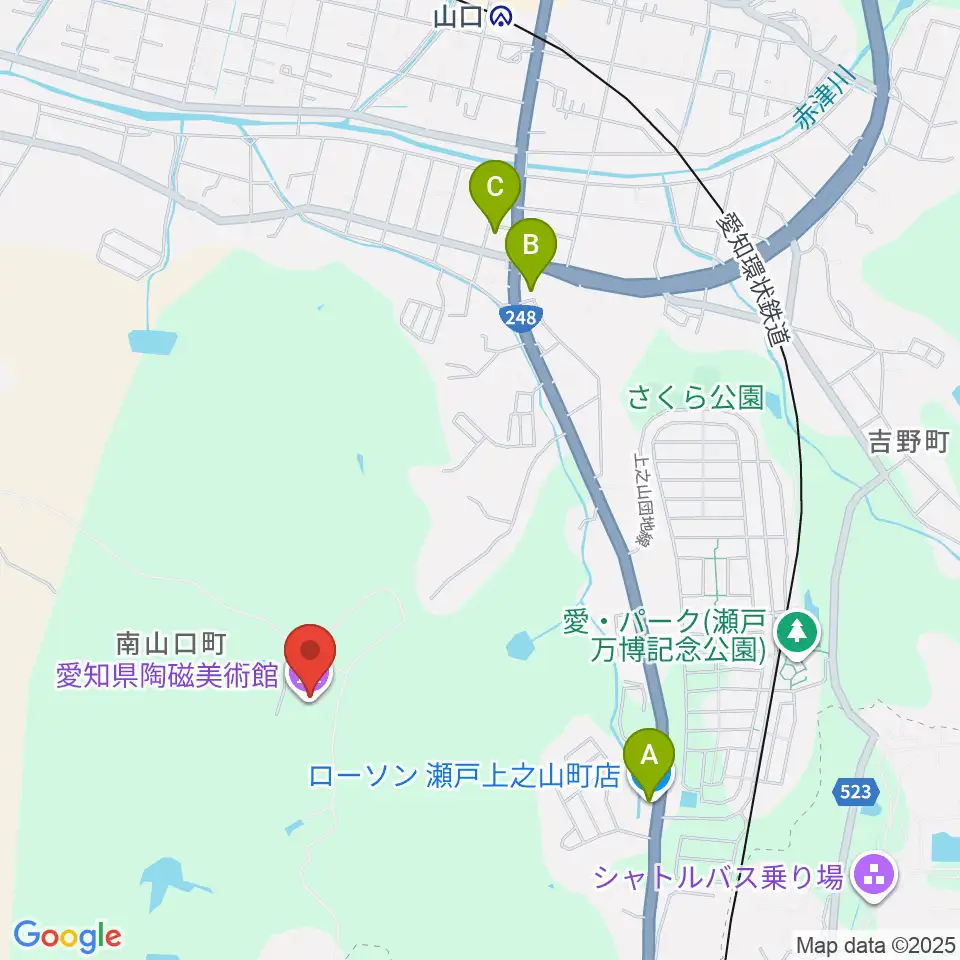 愛知県陶磁美術館周辺のコンビニエンスストア一覧地図