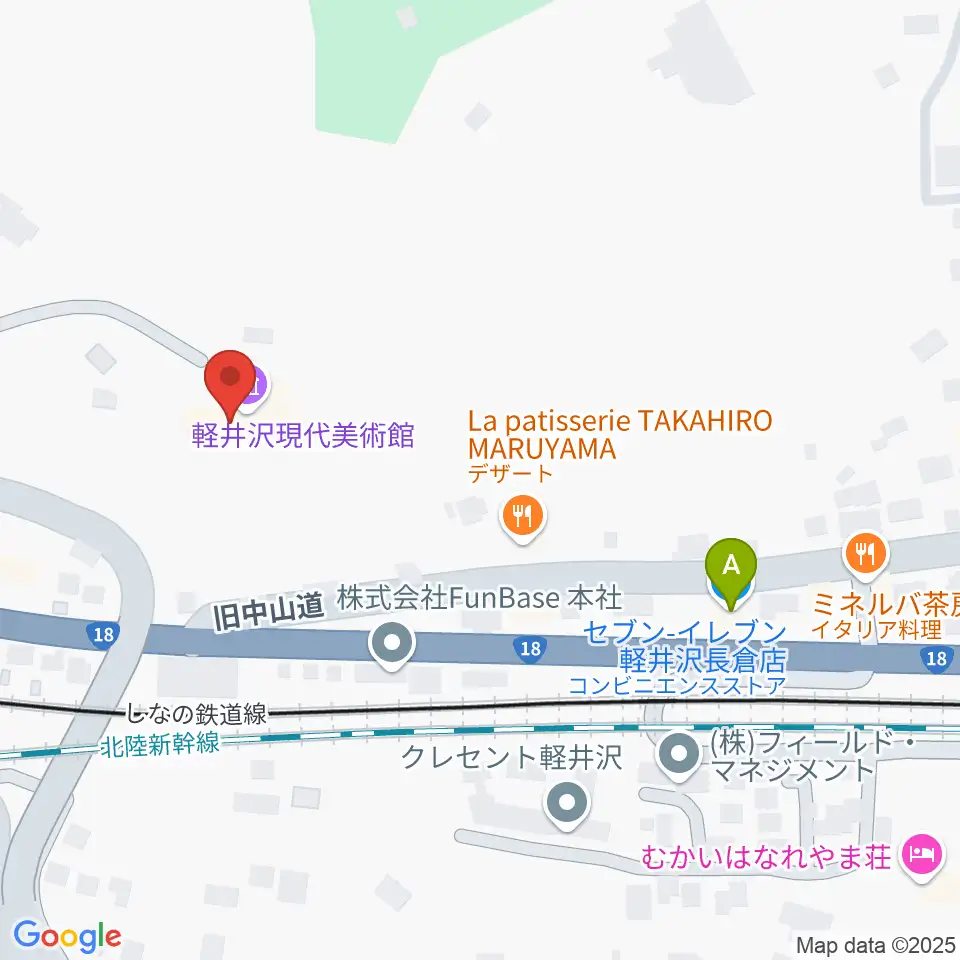 軽井沢現代美術館周辺のコンビニエンスストア一覧地図