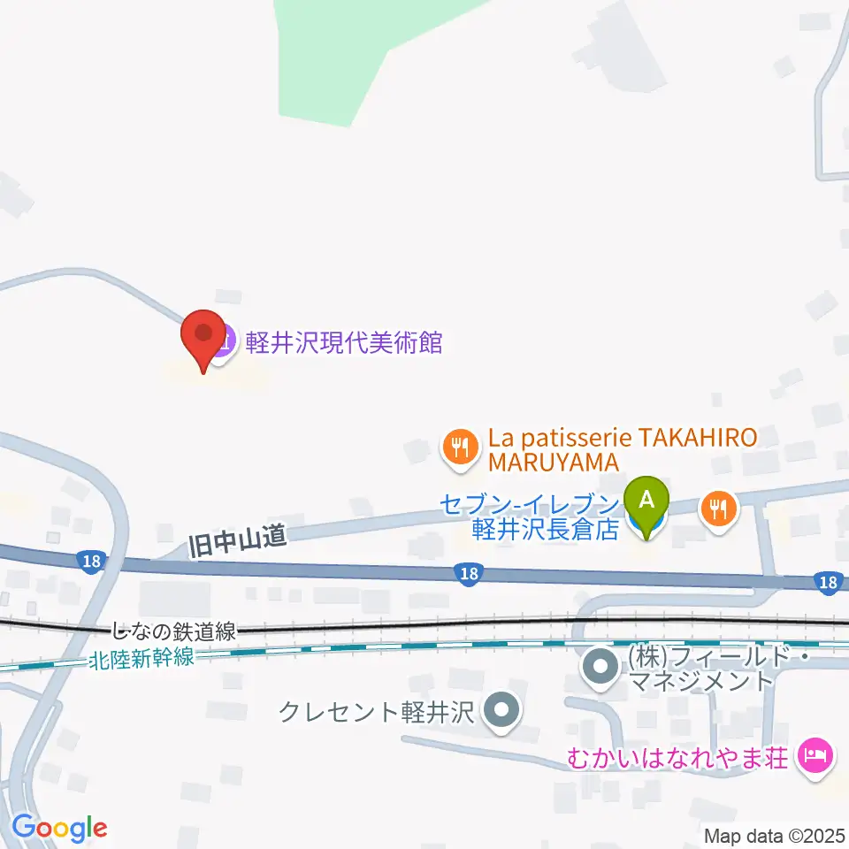 軽井沢現代美術館周辺のコンビニエンスストア一覧地図