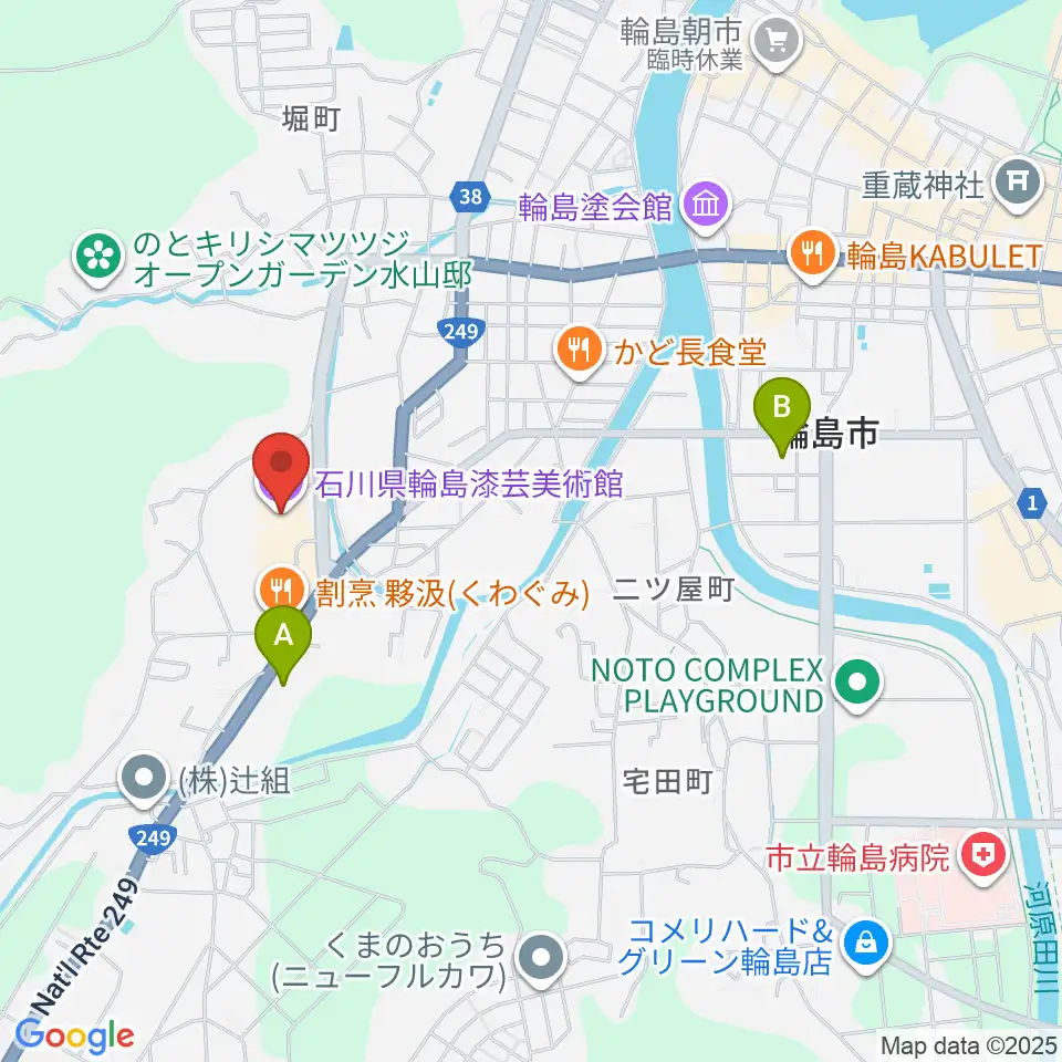 石川県輪島漆芸美術館周辺のコンビニエンスストア一覧地図