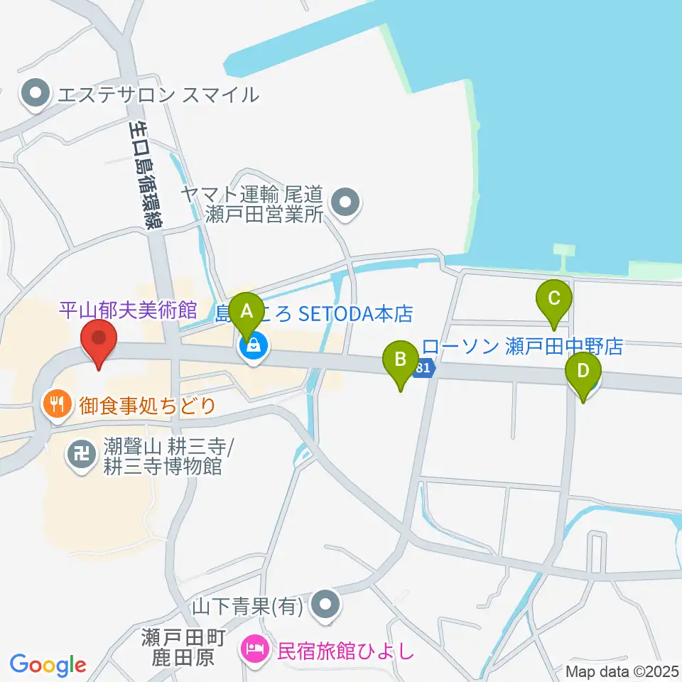 平山郁夫美術館周辺のコンビニエンスストア一覧地図