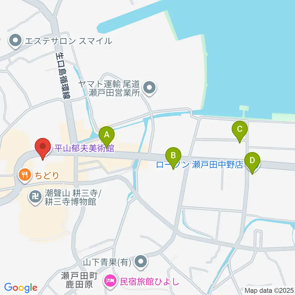 平山郁夫美術館周辺のコンビニエンスストア一覧地図