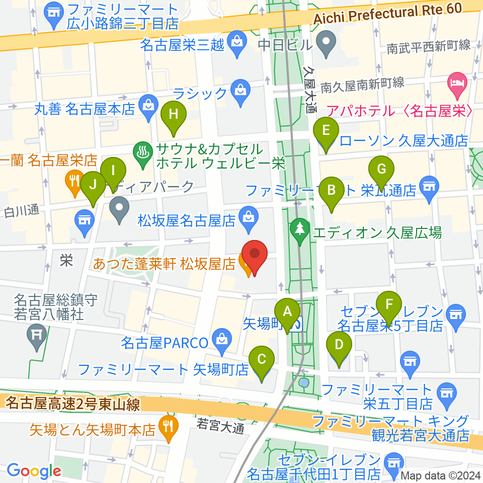 松坂屋美術館周辺のコンビニエンスストア一覧地図