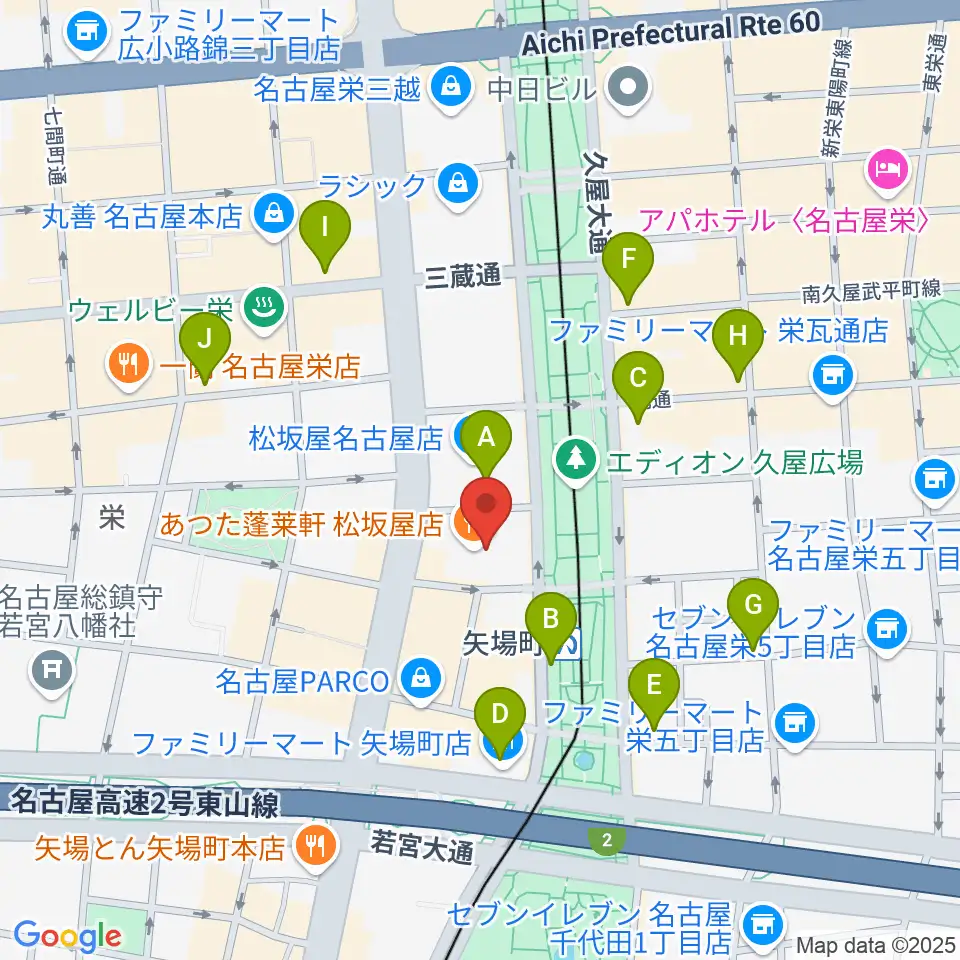 松坂屋美術館周辺のコンビニエンスストア一覧地図