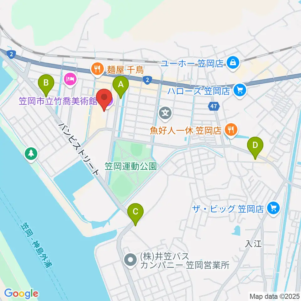 笠岡市立竹喬美術館周辺のコンビニエンスストア一覧地図