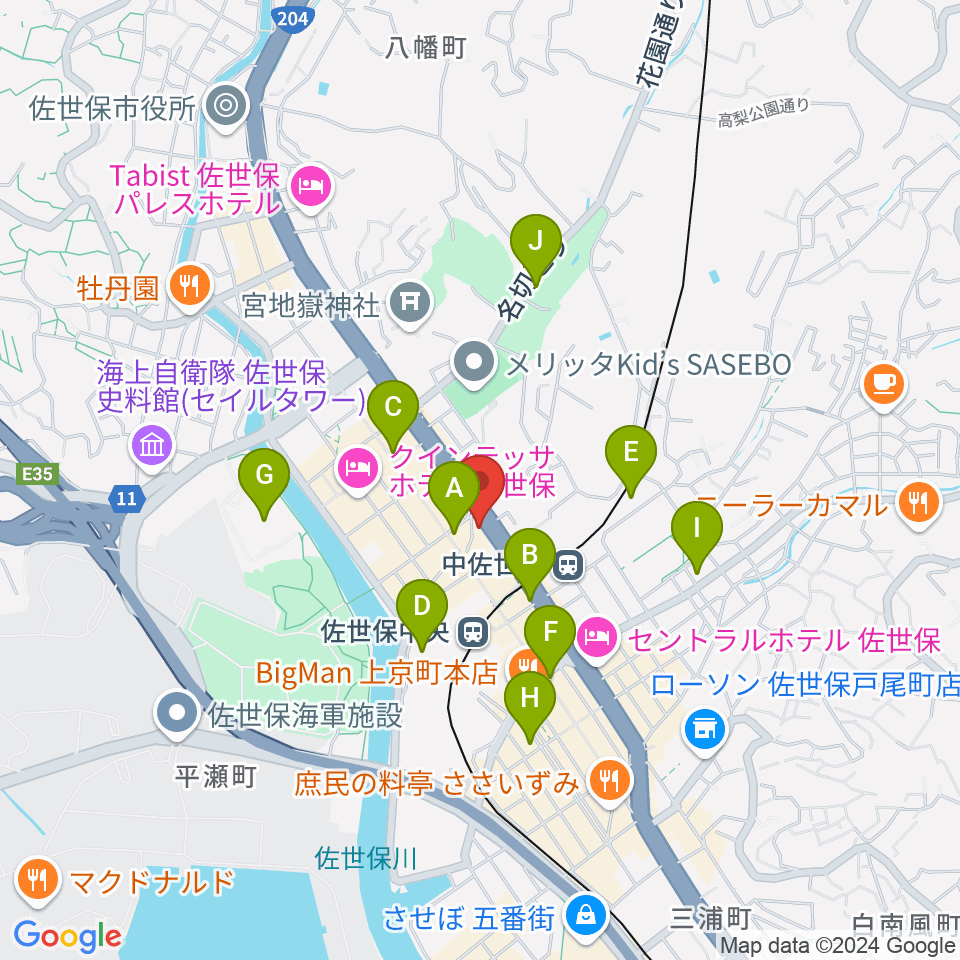 佐世保市博物館島瀬美術センター周辺のコンビニエンスストア一覧地図