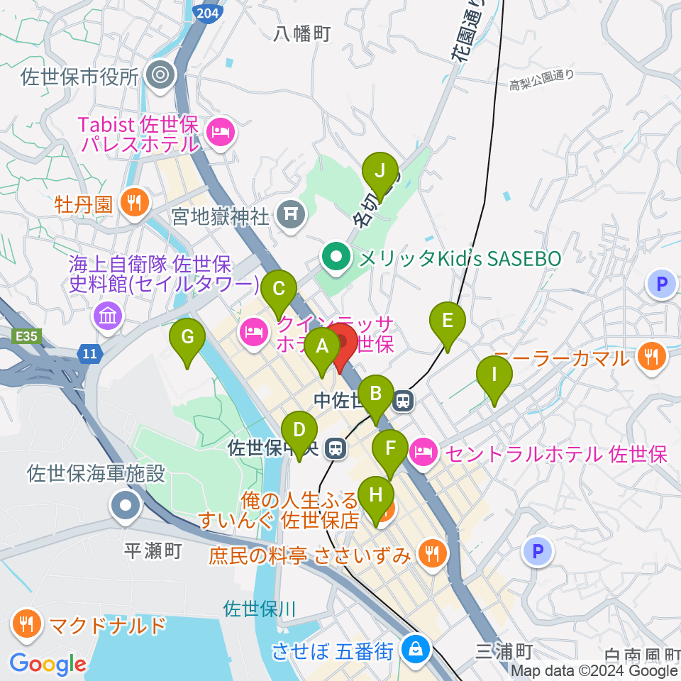 佐世保市博物館島瀬美術センター周辺のコンビニエンスストア一覧地図