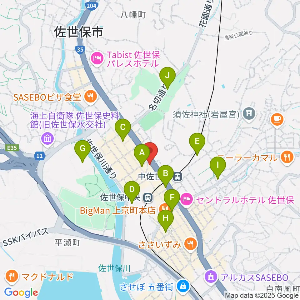 佐世保市博物館島瀬美術センター周辺のコンビニエンスストア一覧地図