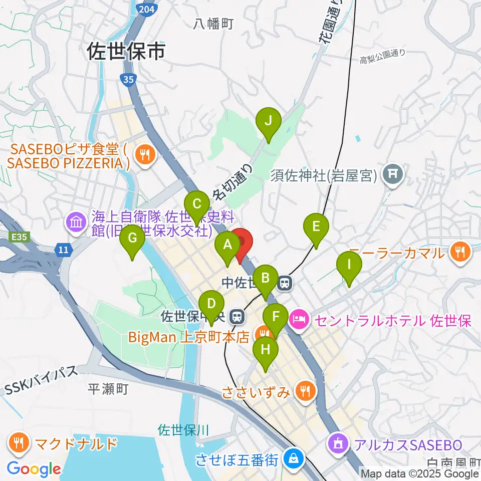 佐世保市博物館島瀬美術センター周辺のコンビニエンスストア一覧地図