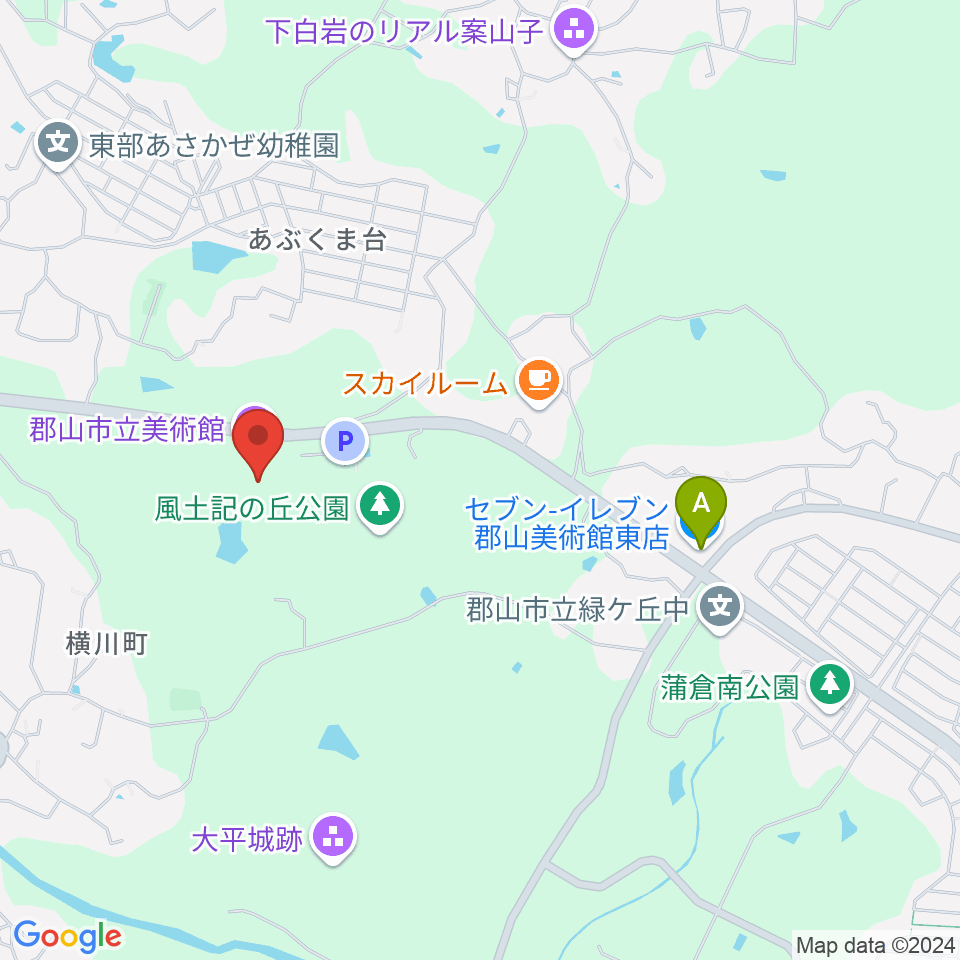 郡山市立美術館周辺のコンビニエンスストア一覧地図