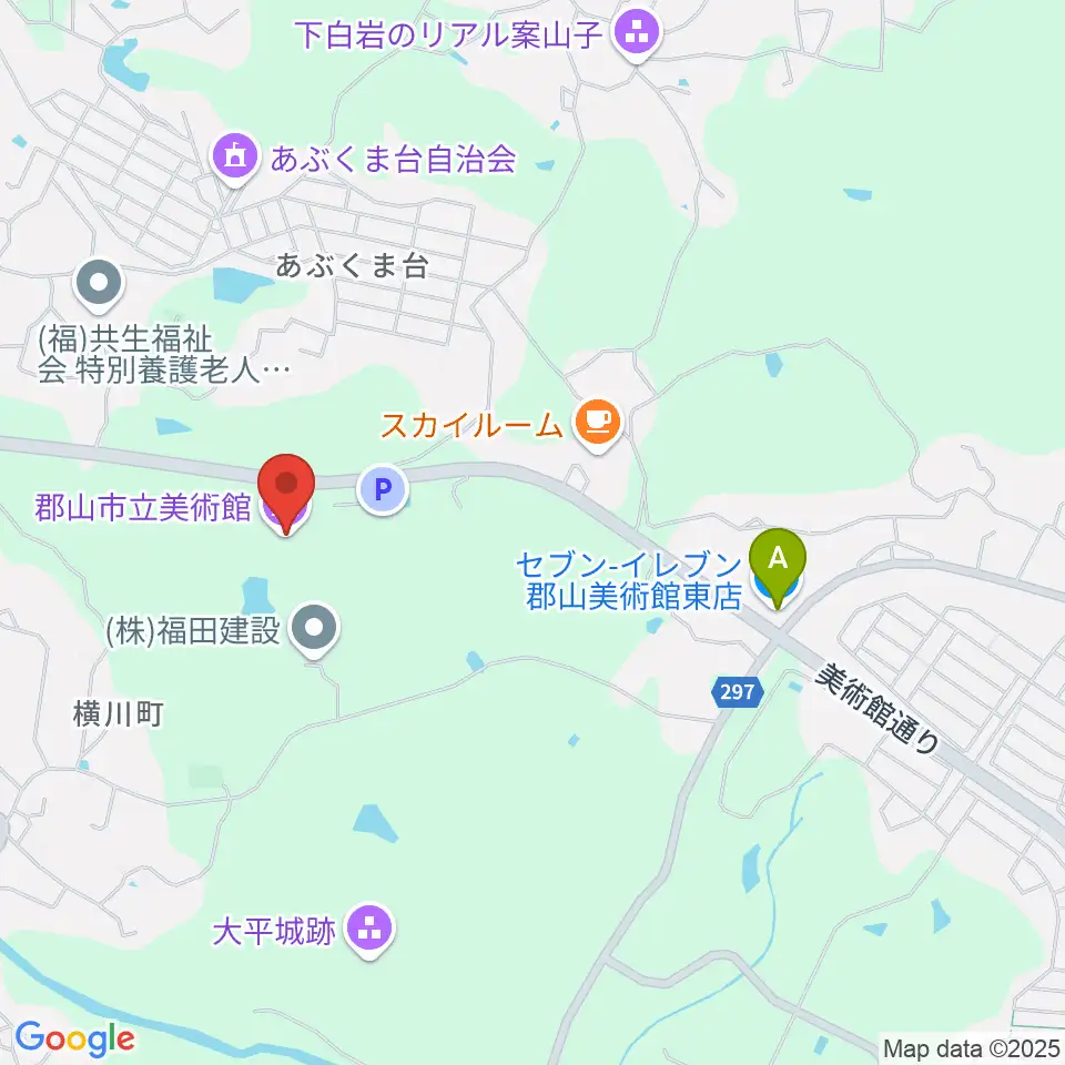 郡山市立美術館周辺のコンビニエンスストア一覧地図
