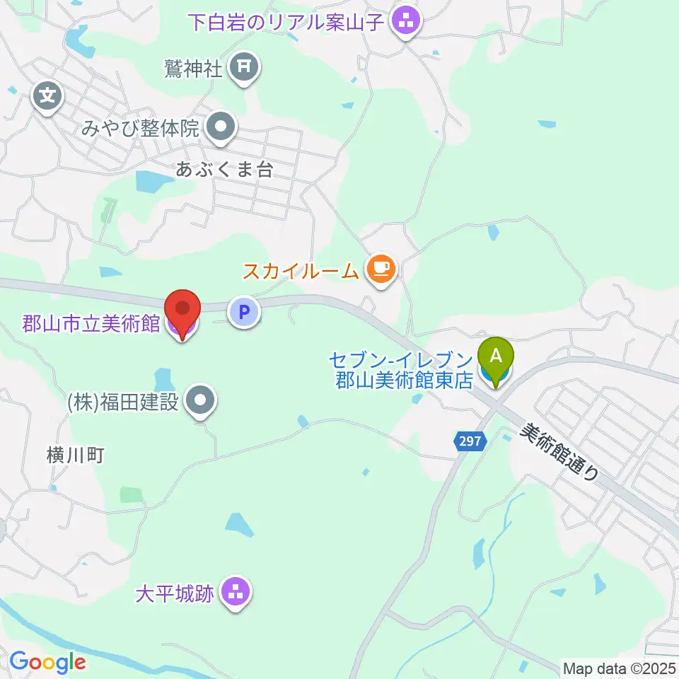 郡山市立美術館周辺のコンビニエンスストア一覧地図