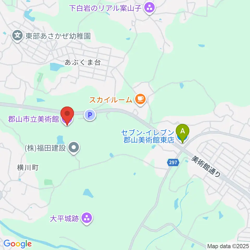 郡山市立美術館周辺のコンビニエンスストア一覧地図