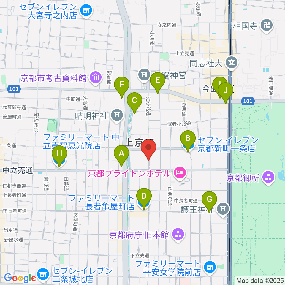 樂美術館周辺のコンビニエンスストア一覧地図