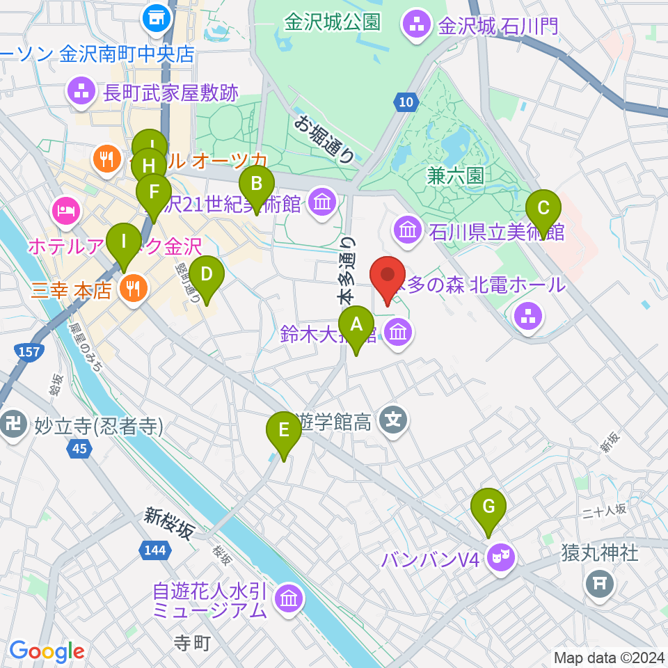 金沢市立中村記念美術館周辺のコンビニエンスストア一覧地図