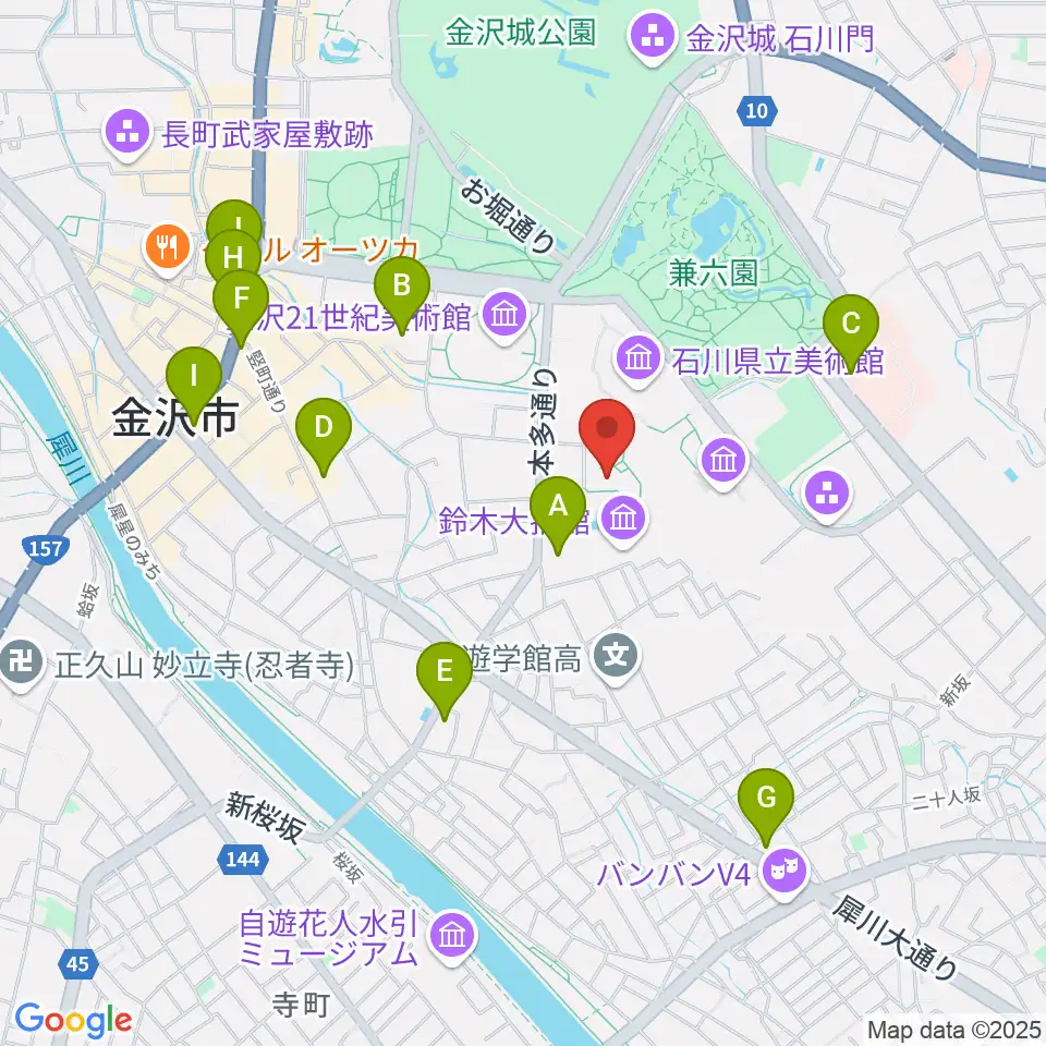 金沢市立中村記念美術館周辺のコンビニエンスストア一覧地図