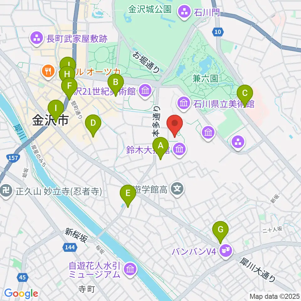 金沢市立中村記念美術館周辺のコンビニエンスストア一覧地図
