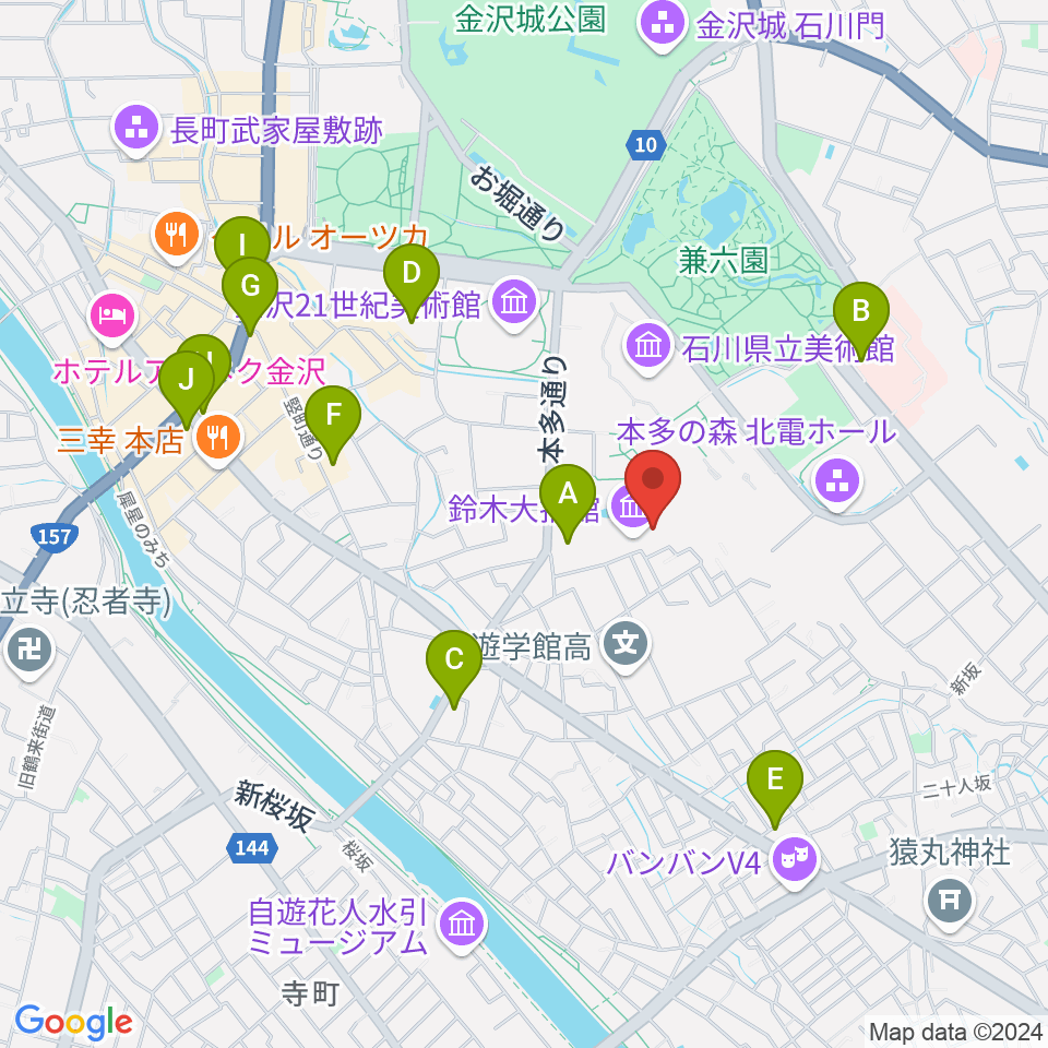 鈴木大拙館周辺のコンビニエンスストア一覧地図