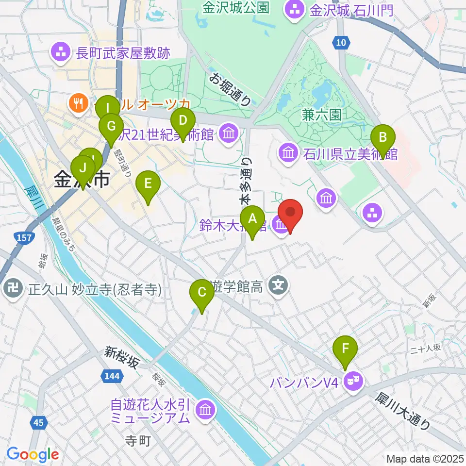 鈴木大拙館周辺のコンビニエンスストア一覧地図
