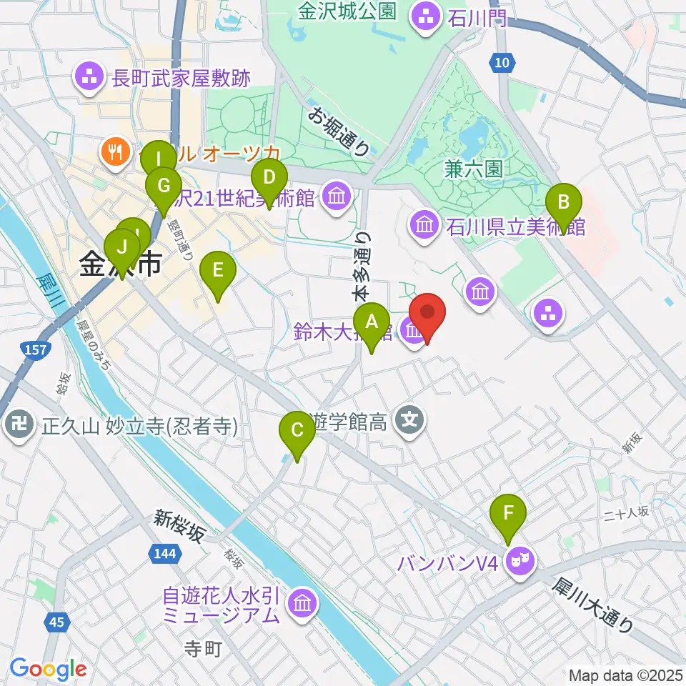 鈴木大拙館周辺のコンビニエンスストア一覧地図