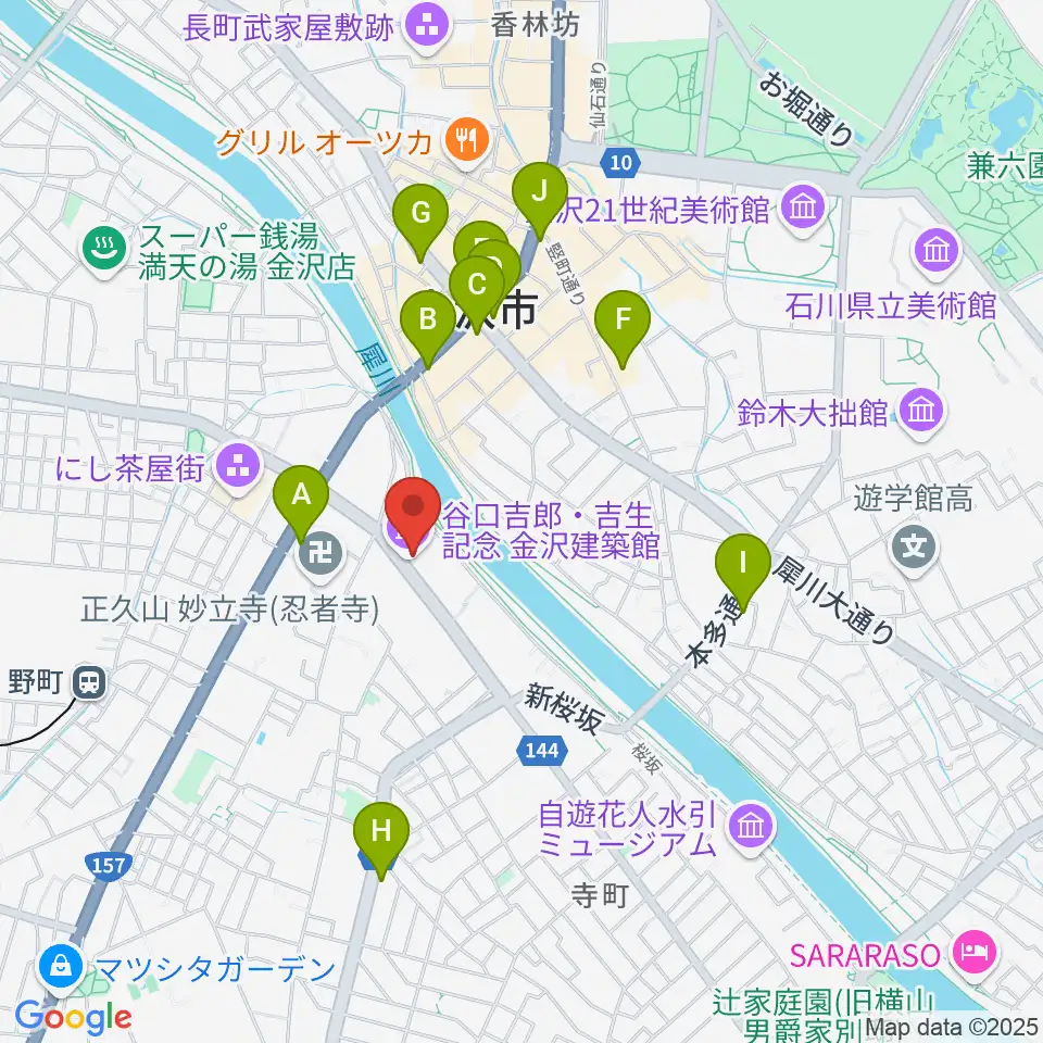 谷口吉郎・吉生記念金沢建築館周辺のコンビニエンスストア一覧地図