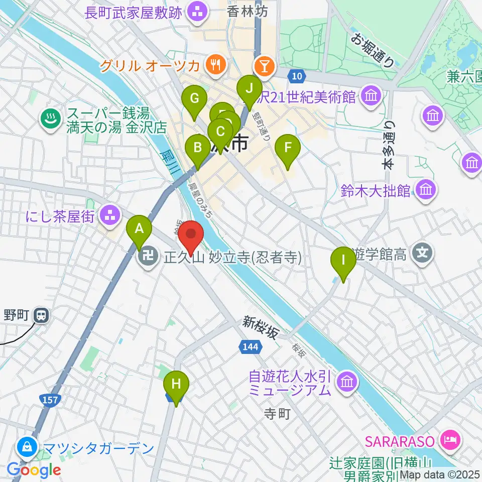 谷口吉郎・吉生記念金沢建築館周辺のコンビニエンスストア一覧地図