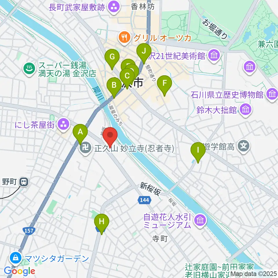 谷口吉郎・吉生記念金沢建築館周辺のコンビニエンスストア一覧地図