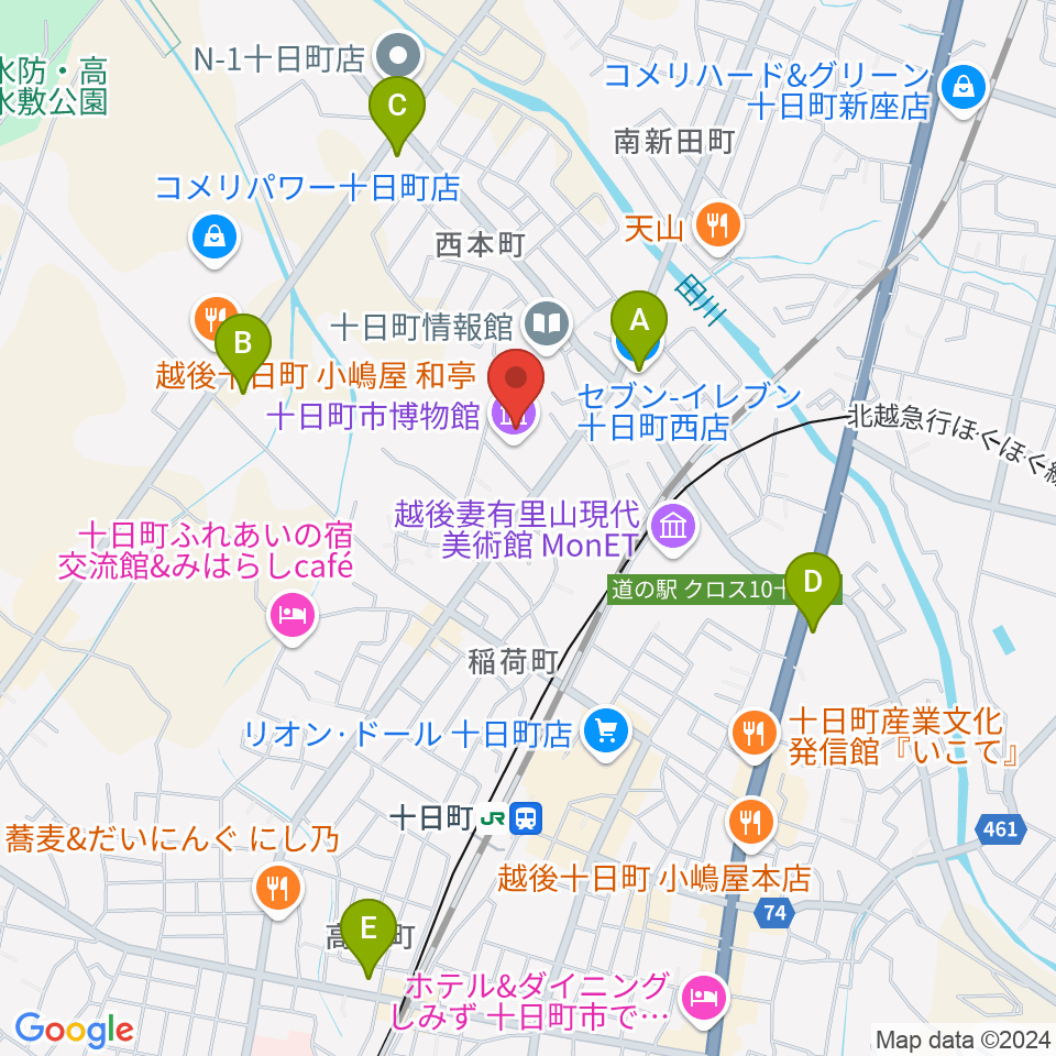 十日町市博物館周辺のコンビニエンスストア一覧地図