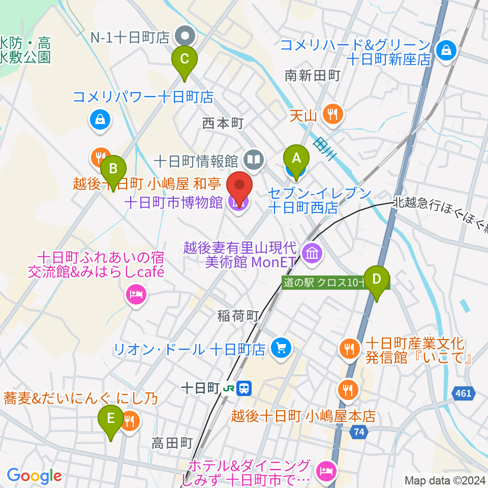 十日町市博物館周辺のコンビニエンスストア一覧地図