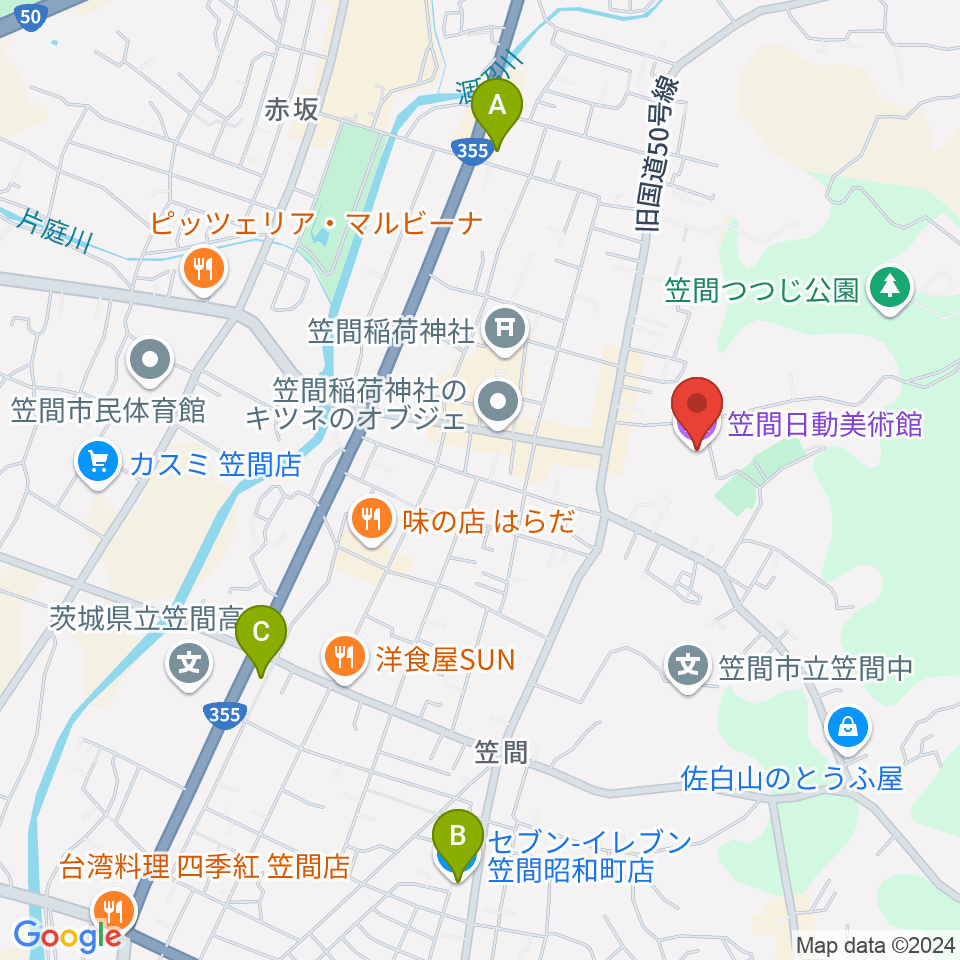 笠間日動美術館周辺のコンビニエンスストア一覧地図