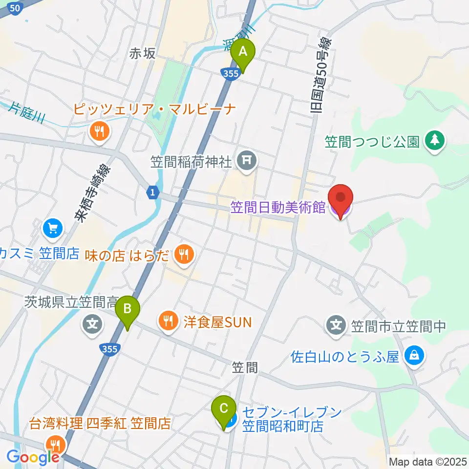 笠間日動美術館周辺のコンビニエンスストア一覧地図