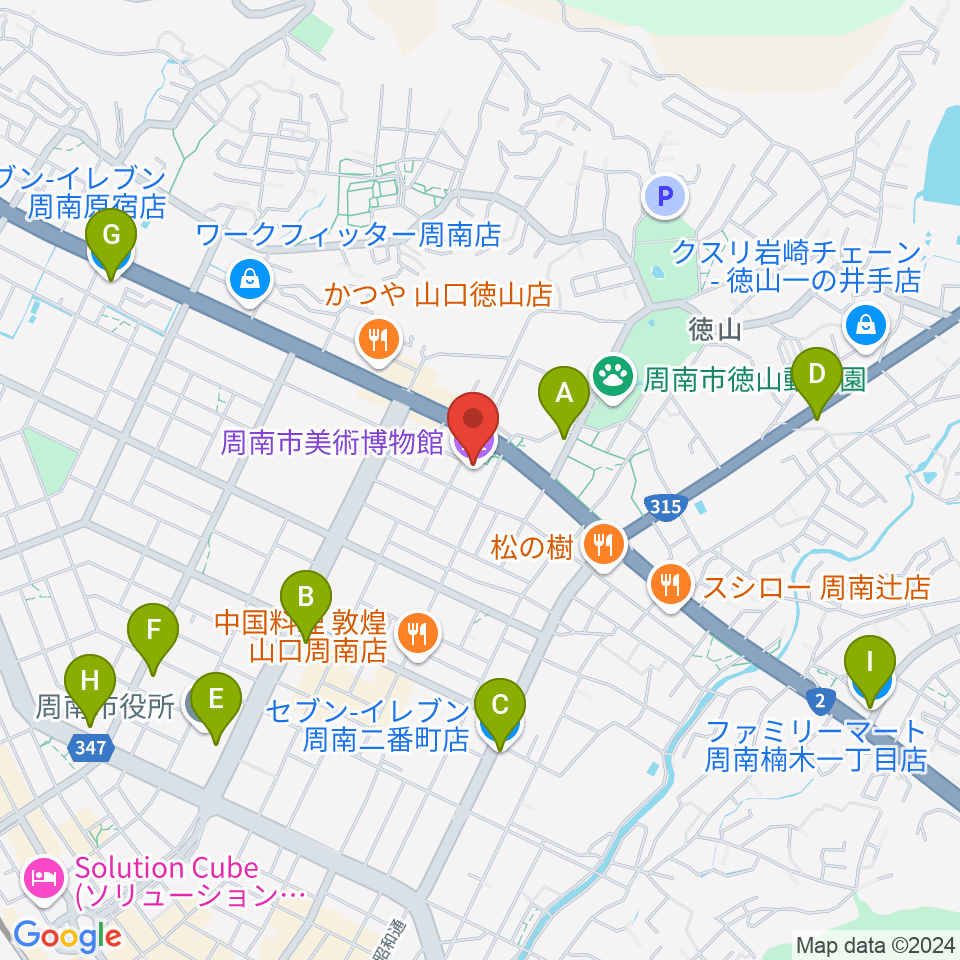 周南市美術博物館周辺のコンビニエンスストア一覧地図