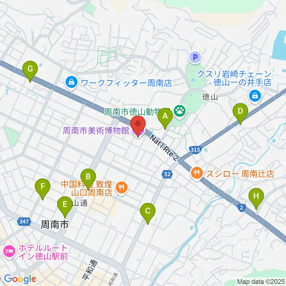 周南市美術博物館周辺のコンビニエンスストア一覧地図