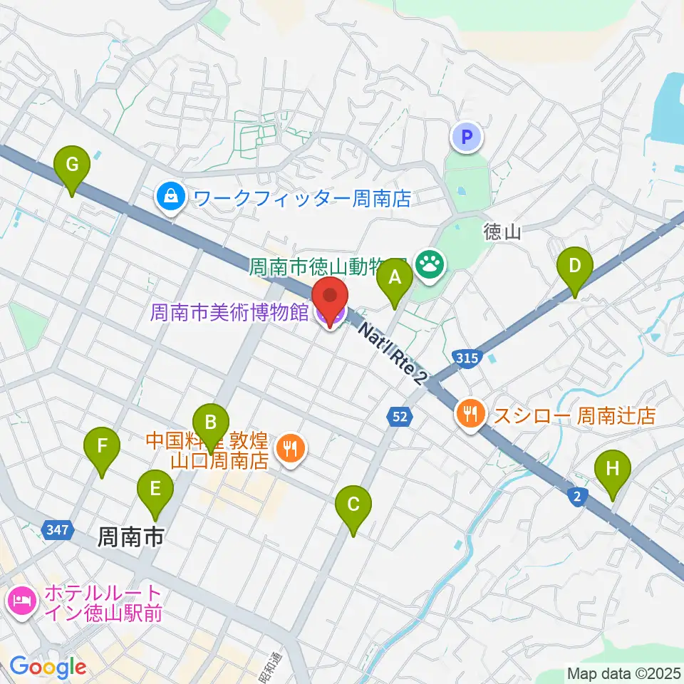 周南市美術博物館周辺のコンビニエンスストア一覧地図