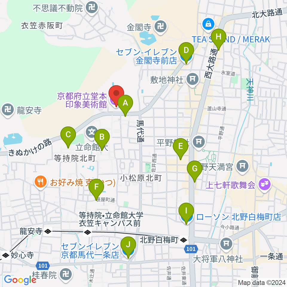 堂本印象美術館周辺のコンビニエンスストア一覧地図