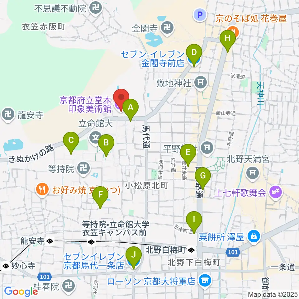 堂本印象美術館周辺のコンビニエンスストア一覧地図