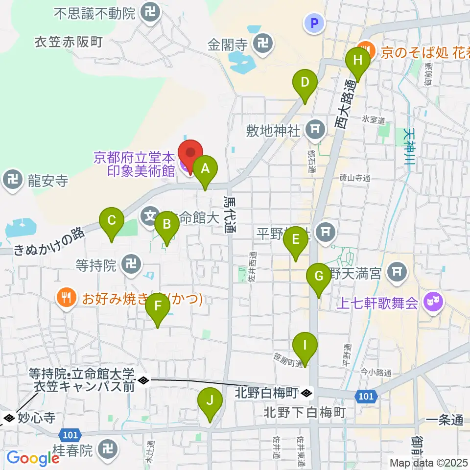 堂本印象美術館周辺のコンビニエンスストア一覧地図