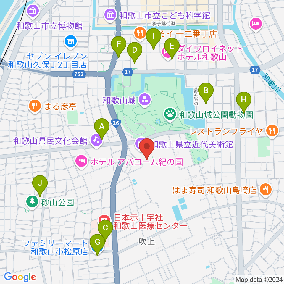 和歌山県立博物館周辺のコンビニエンスストア一覧地図