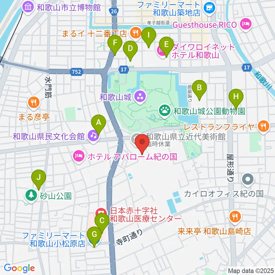 和歌山県立博物館周辺のコンビニエンスストア一覧地図