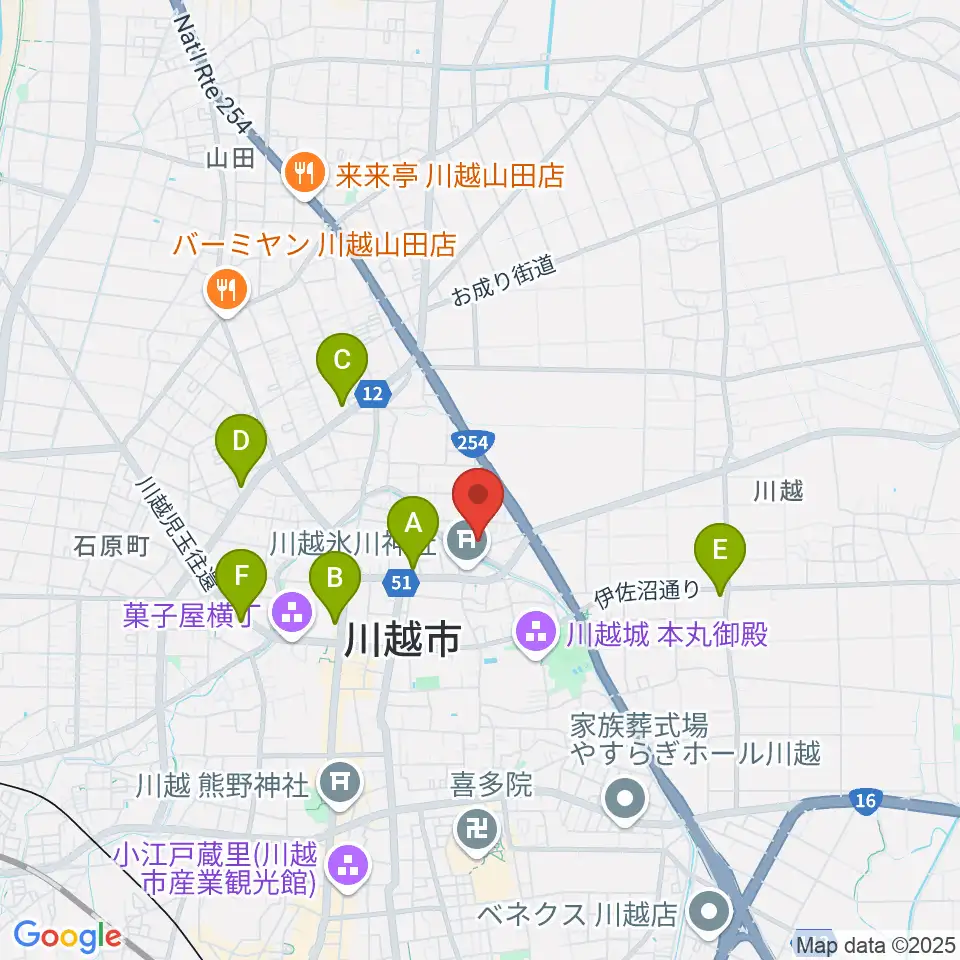ヤオコー川越美術館(三栖右嗣記念館)周辺のコンビニエンスストア一覧地図