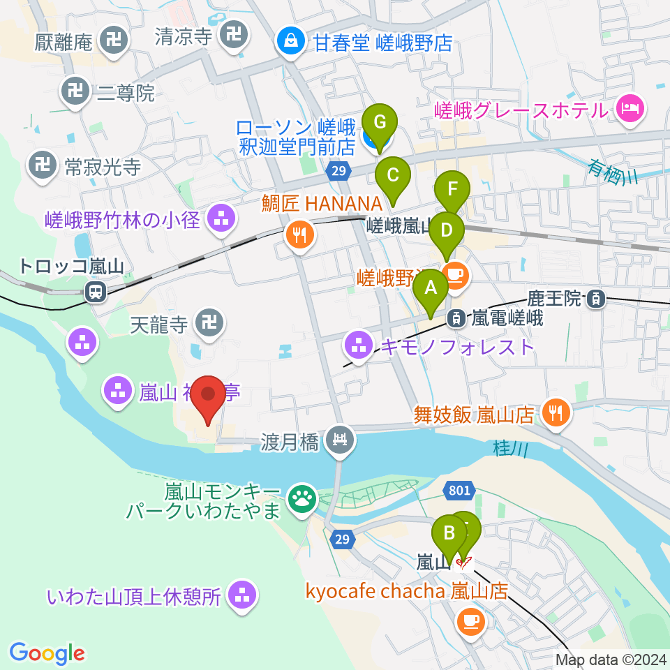 嵯峨嵐山文華館周辺のコンビニエンスストア一覧地図