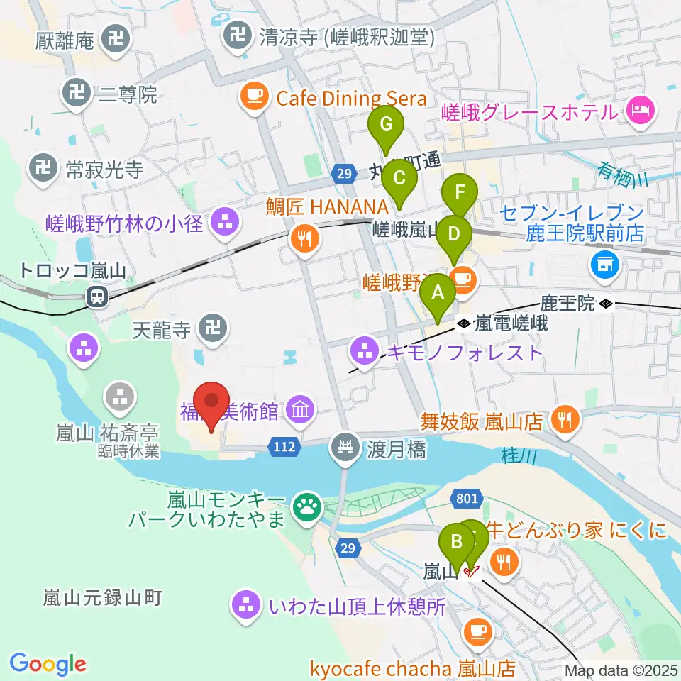 嵯峨嵐山文華館周辺のコンビニエンスストア一覧地図