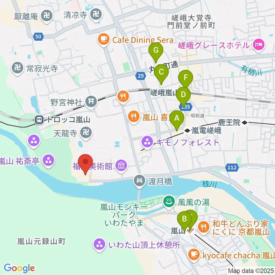 嵯峨嵐山文華館周辺のコンビニエンスストア一覧地図