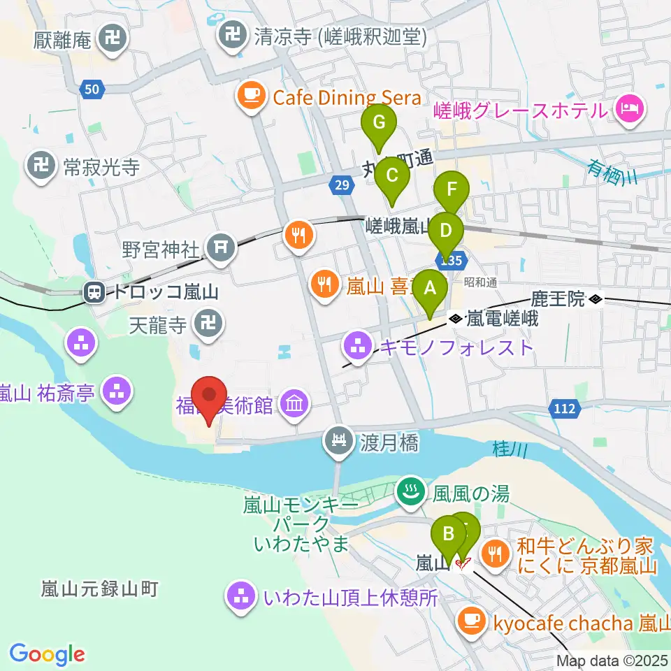 嵯峨嵐山文華館周辺のコンビニエンスストア一覧地図