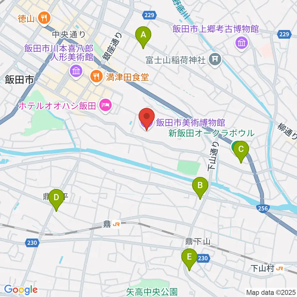 飯田市美術博物館周辺のコンビニエンスストア一覧地図