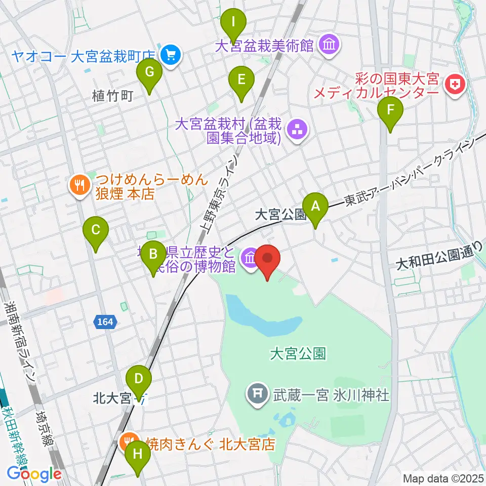 埼玉県立歴史と民俗の博物館周辺のコンビニエンスストア一覧地図