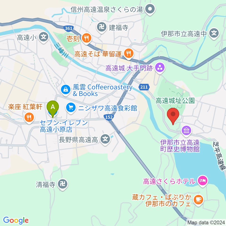 信州高遠美術館周辺のコンビニエンスストア一覧地図