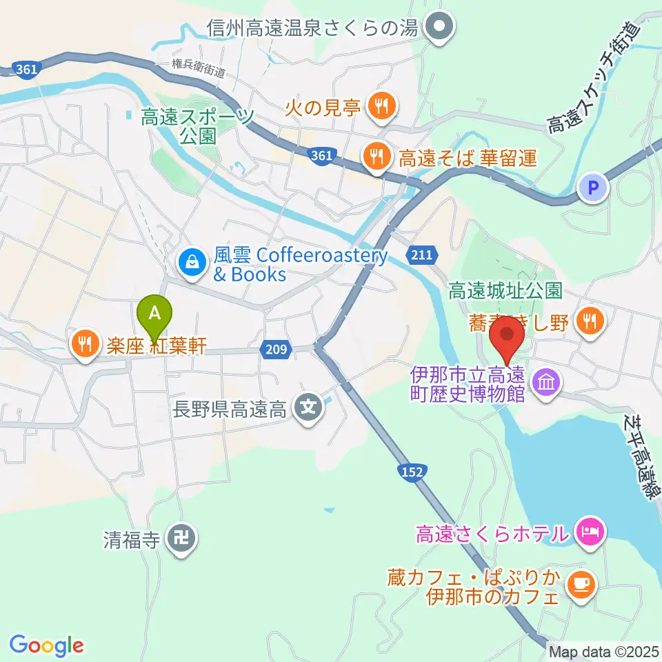 信州高遠美術館周辺のコンビニエンスストア一覧地図