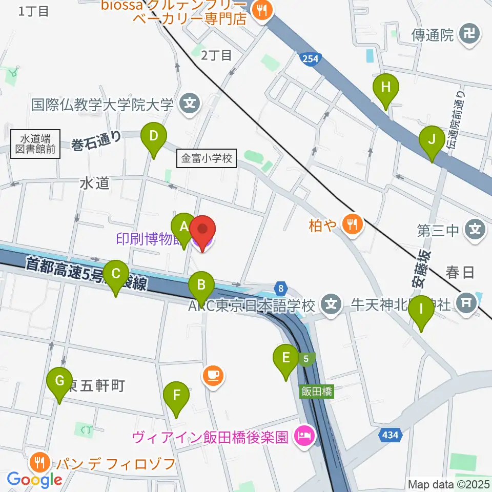 印刷博物館周辺のコンビニエンスストア一覧地図